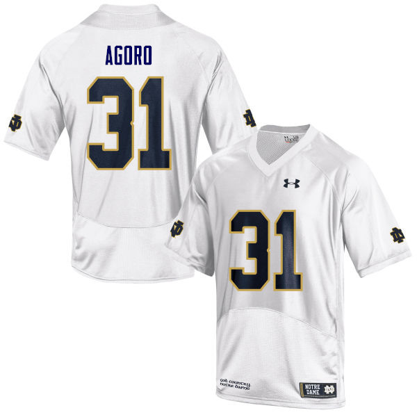 Men's NCAA Notre Dame Fighting Irish #31 Temitope Agoro Stitched College Under Armour Authentic White Football Jersey OY10O13AN